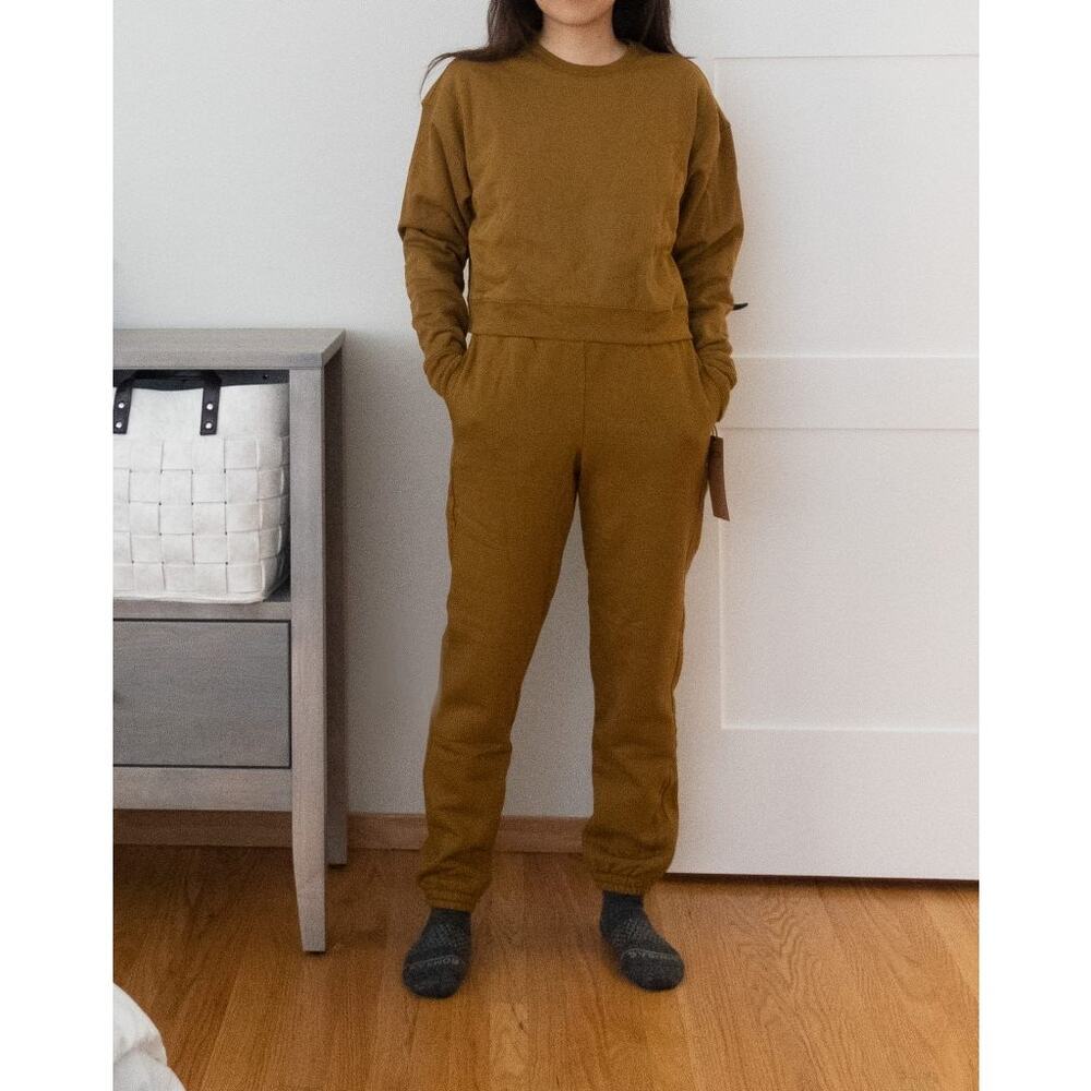 Girlfriend Collective | Mustard Brown Sweatpant Joggers Casual Loungewear- Sz S - Picture 1 of 10